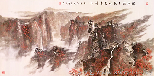 《溪山秋色爽，千壑万叶红》规格：136x68cm.png