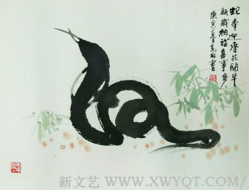 高健林作品6《蛇年迎春花开早 新岁纳福喜事多》.png