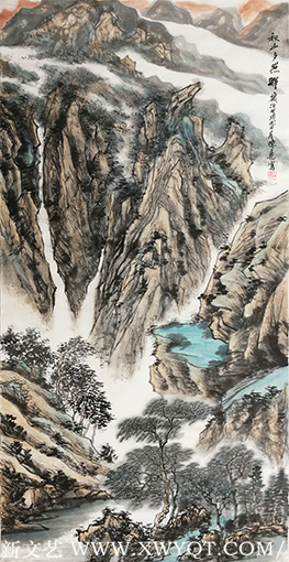 陈尧作品《秋山夕照晖》规格：138x69cm.png