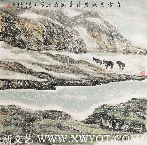 陈尧作品《冬雪光凝碧水，春风夜度寒山》规格：69x69cm.png