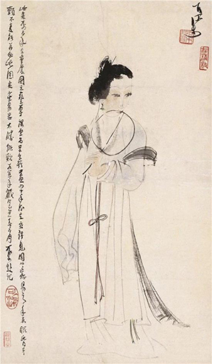 李可染 执扇仕女 纸本设色.jpg