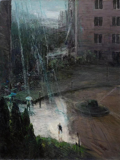楼间急雨 布面油画 120×90cm 2014年 钟涵.jpg