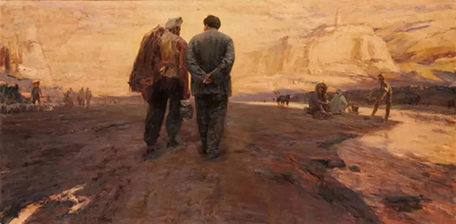 延河边上 油画 180×360cm 1999年 钟涵 （来源：中国美术馆官网）.jpg