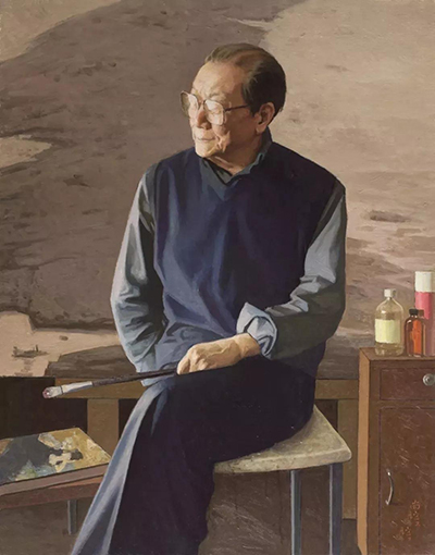 老艺术家钟涵 布面油画 100×80cm 2017年 靳尚谊.jpg