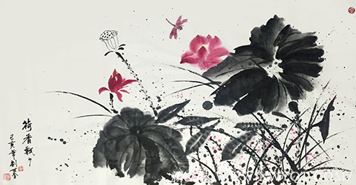 刘世全作品《荷香飘飘》规格：138cmX69cm 创作年代：2019年.png