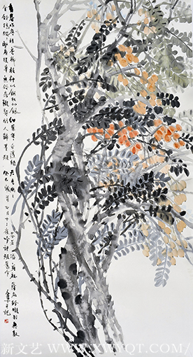 道金平作品《青春作序桂香柳》规格：90cmx180cm 创作年代：2013年.png