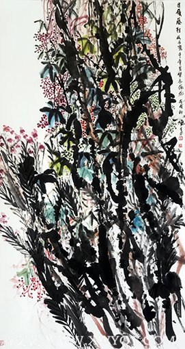 道金平作品《自履藤鞋收石蜜》规格：97cmx180cm 创作年代：2018年.png