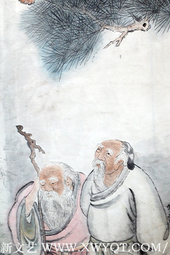 顾新敏作品 《九老图》规格：260cmx129cm（局部） 创作年代：1990年.png