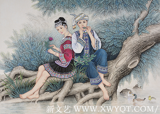 肖耀彩作品8《侗家恋歌》105X75cm 2015年.png