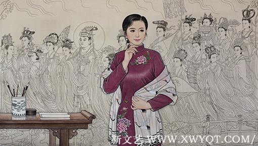 肖耀彩作品10《神仙图前的遐想》160X90cm 2017年.png