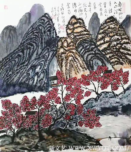 李彩云拟白石画意颜才现书《当时只记入山深 青溪几度到云林 春来遍是桃花水 不辨仙源何处寻》王维诗桃源行句.jpg