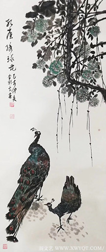 李彩云画《孔雀绣球花》.jpg