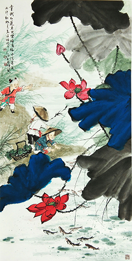 高健林作品6《童戏红莲鱼儿乐》.jpg