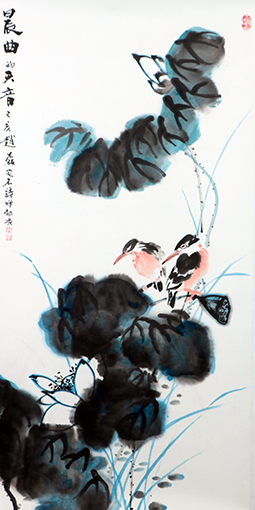 赵磊作品 《晨曲的天音》规格：137cmx68cm.JPG