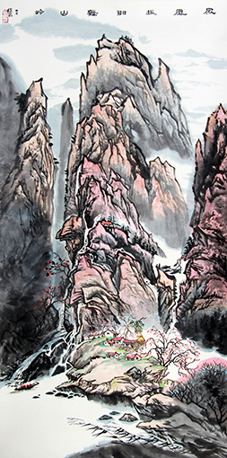 赵磊作品 《凤凰振羽舞山岭》规格：137cmx68cm.JPG