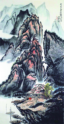 赵磊作品 《霞映落叶秋山响》规格：137cmx68cm.jpg