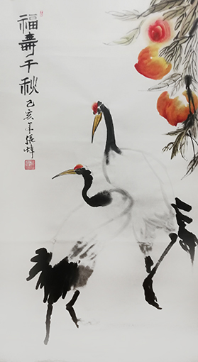 张焯作品 《福寿千秋》1  规格：138cm×69cm.jpg