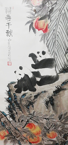张焯作品 《福寿千秋》2   规格：138cm×69cm.jpg