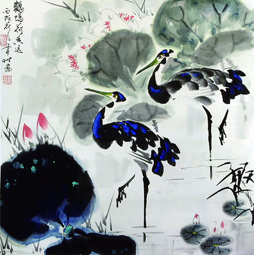 《鹳鸣荷香远 》 2006年  67cm×68cm.jpg