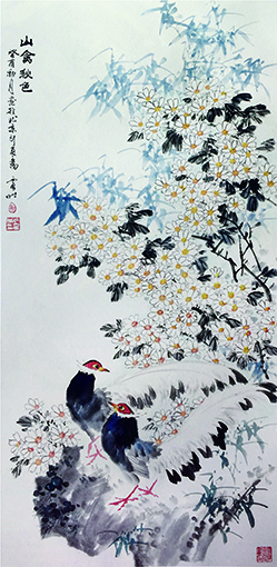 《山禽秋色》  1993年  135cm×68cm.jpg