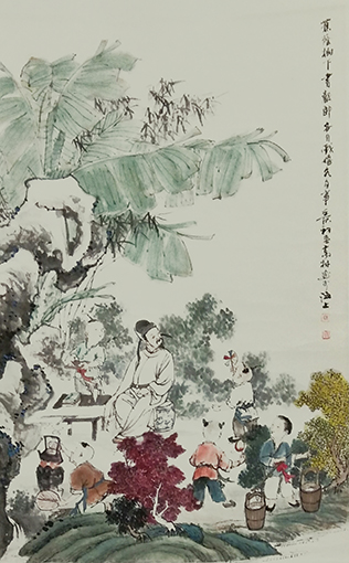 高健林作品3《蕉荫树下读书朗》68×45cm.jpg