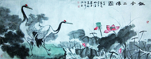 高健林作品8《和合二仙图》138x60cm.jpg
