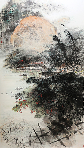 梁桂才作品《火炉山下》规格：196cmX98cm.jpg
