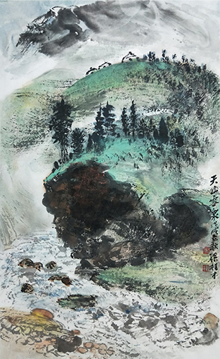 梁桂才作品《天山雪泉》规格：21cmX34.5cm.jpg
