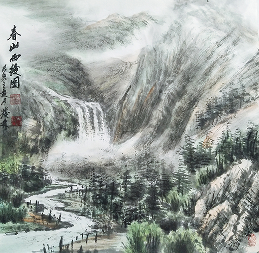 李发林作品 《春山雨后图》 规格：69cmx69cm.JPG
