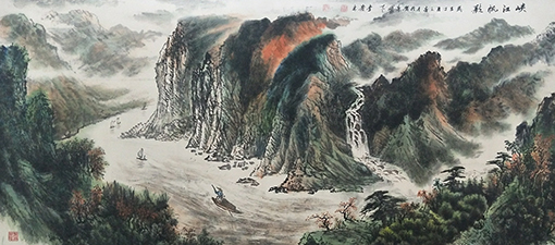李发林作品 《峡江帆影 》 规格：400cmx130cm.jpg