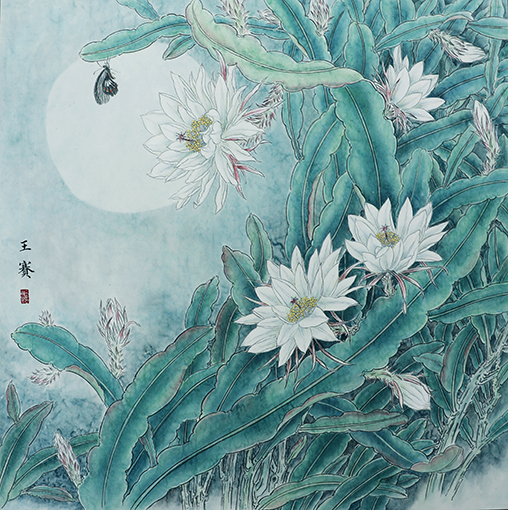 王赛作品《借得花容增月色》规格：64cmX64cm.jpg