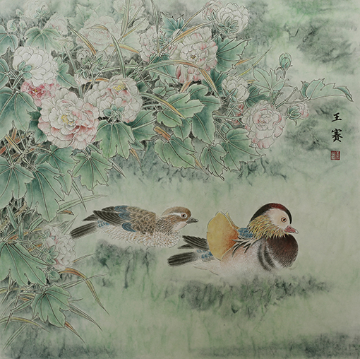 王赛作品《秋水情深花正浓》规格：64cmX64cm.jpg
