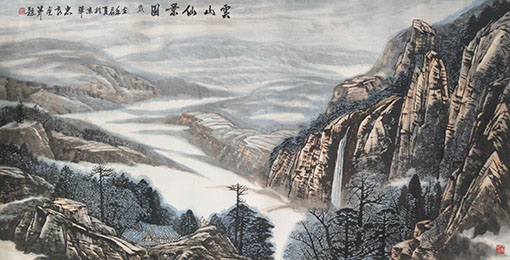 胡忠良作品《云山仙景图》规格：241cmX123cm 创作年代：2010年夏.jpg