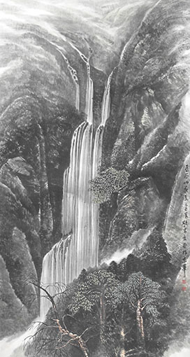 胡忠良作品《瓦屋山飞瀑》规格：178cmX96cm 创作年代：2005年夏.jpg