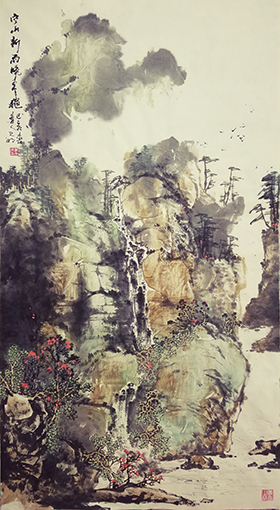 万元民作品《空山新雨晚来秋》规格：180cmx97cm.jpg