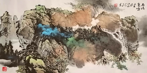 万元民作品《雨后泉鸣》规格：180cmx97cm.jpg