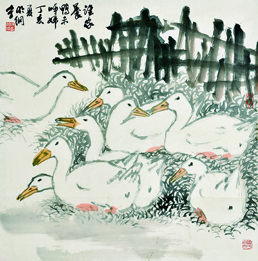 陈明纲作品《谁家养鸭未呼妇》规格：69cmx69cm.jpg
