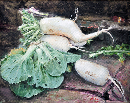 张丹阳作品4《青菜萝卜》40x50cm布面油画2019年.jpg