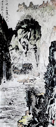 曹文金作品《三峡之西陵风光》规：88cm×40cm.jpg