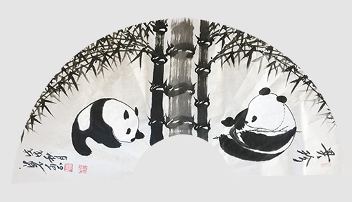 5杜道胜作品 《国宝熊猫扇面》规格：138cmx69cm.jpg