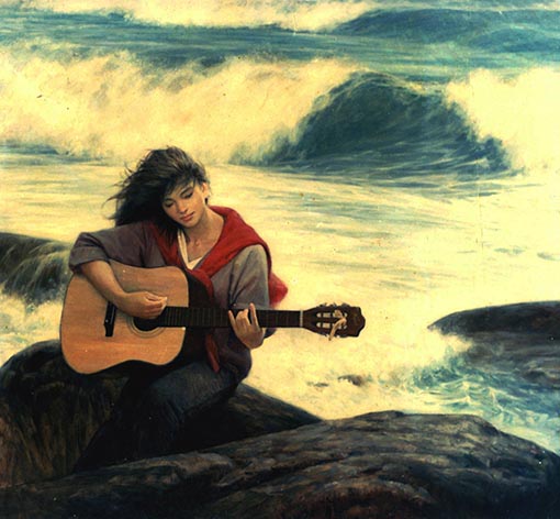 梁镇雄《 心中的海》 油画.jpg