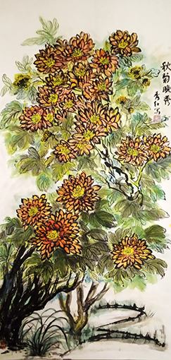 《秋菊晚秀 》 规格138cmx69cm.jpg