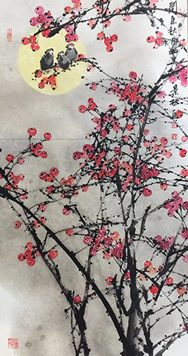 周景松作品《关东秋月山里红》.jpg