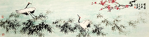 尤育皋作品《丹顶墨竹》规格：134cmx34cm 创作年代：2019年.jpg
