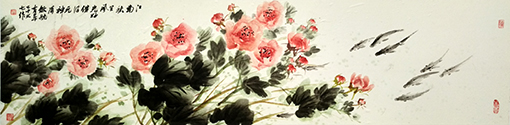 尤育皋作品《芙蓉小鱼》规格：134cmx34cm 创作年代：2019年.jpg