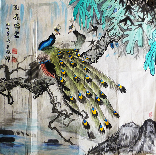 严敬坤作品《孔雀鸣翠》.jpg