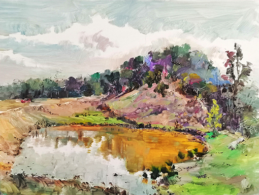 张乔军作品《小潭倒影》  2019年1月  60x80cm.jpg
