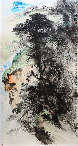 梁桂才作品《川流不息》规格：196cmx98cm.jpg