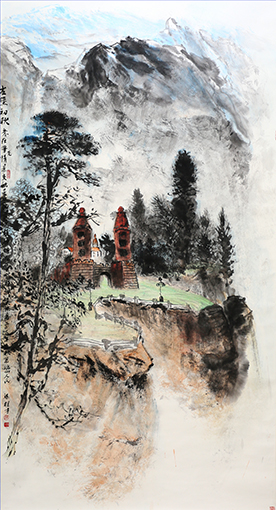 梁桂才作品《古堡初秋》规格：196cmx98cm.jpg