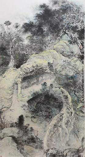 梁桂才作品《云湧绿荫》规格：196cmx98cm.jpg